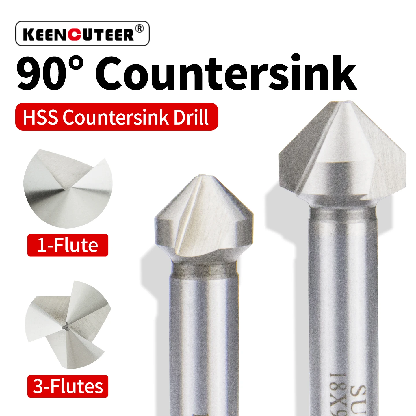 HSS 90 Degree Chamfering Cutter 1/3 Flute Round Shank Countersink Drill Bit Metal Wood Deburring Chamfer Tool 1/5/10 Pcs Set