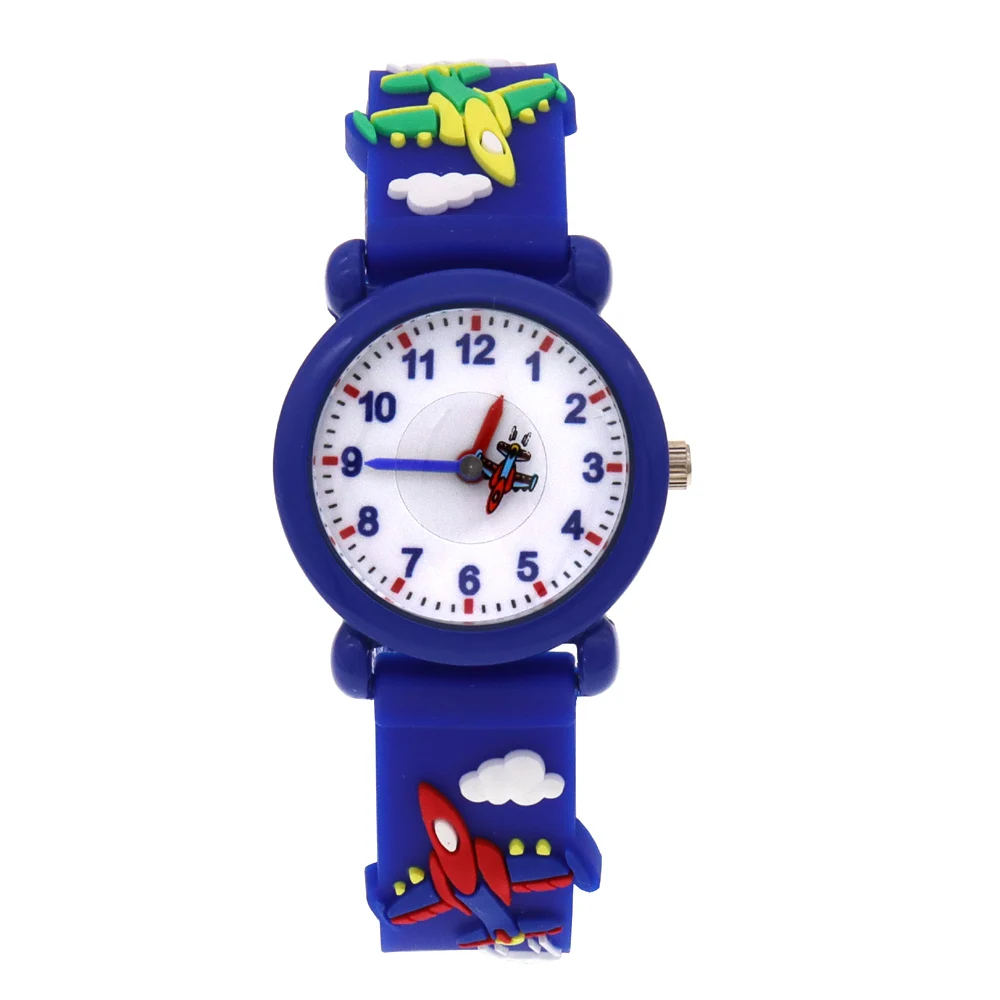 Kinder uhren Silikon armband Cartoon Kampf flugzeug Sekunden zeiger Kinder Armbanduhr Uhr Reloj Infantil schwarze Uhren für Mädchen