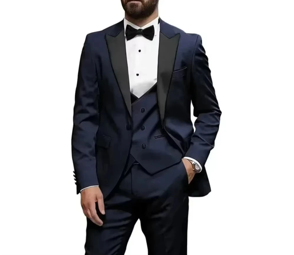 Elegant Matching Men's Formal Wear Ensemble Men's Classic Suit 3-Piece Peak Lapel Blazer Vest Pant Slim Fit