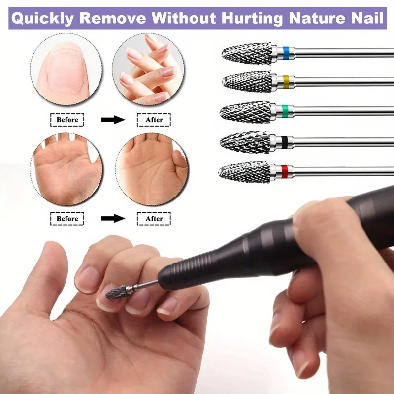 1 قطعة أو 5 قطع لقم مثقاب أظافر من الفولاذ التنغستن، مناسبة لإزالة طلاء الأكريليك والجل وأدوات الأظافر #3