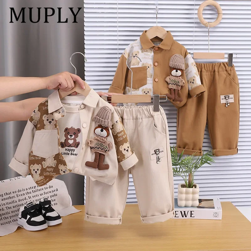 Cute Bear Spring Autumn Long Sleeve Kids Clothes Pants Suits Toddler Children Sportswear Casual Kids Outfits For 1 to 5 Years