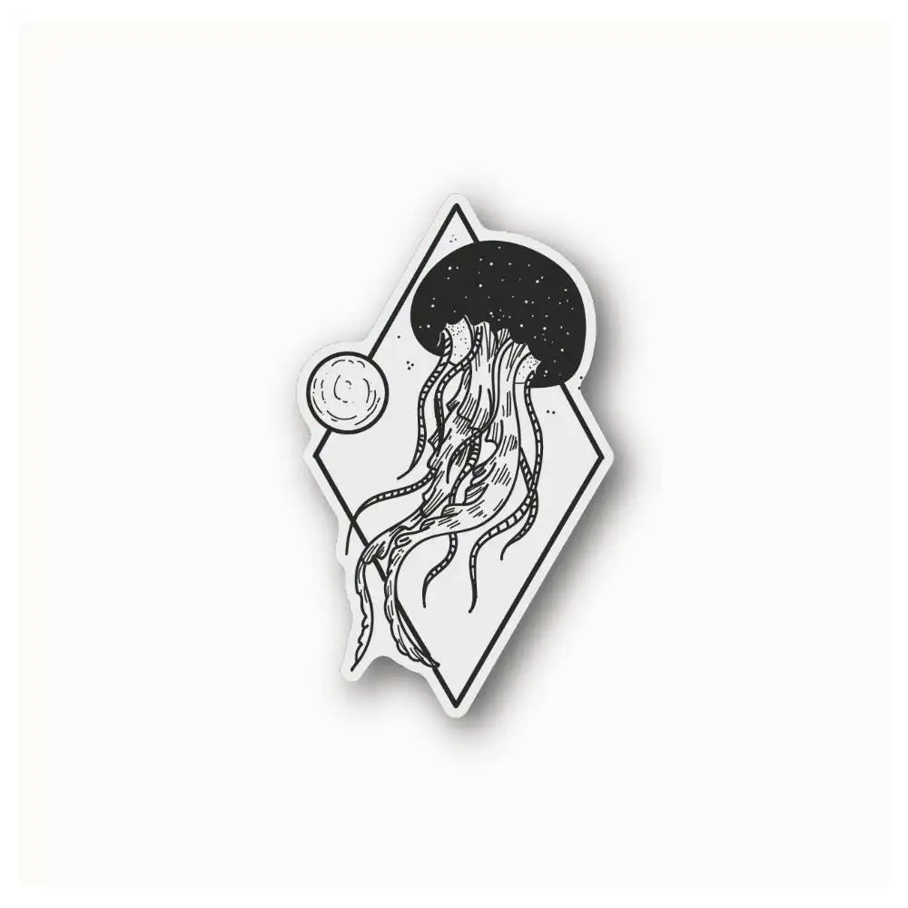 Outer Space Jelly Fish Waterproof Stickers For Decorating Car Windows Motorcycles And Computers.