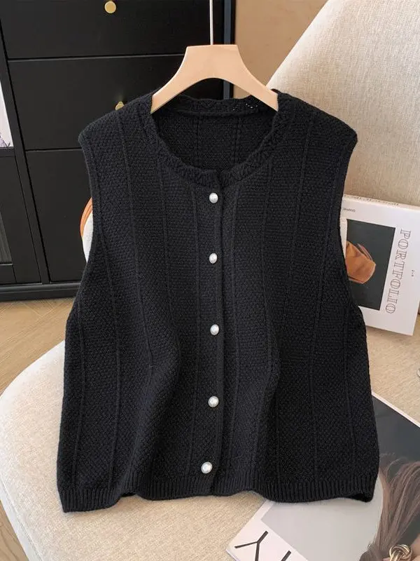 

Ele Bla вязаный жилет женский весенний Svel свободный маленький размер свитер с кружевным воротником тонкая верхняя одежда для поездок на работу Sle ort