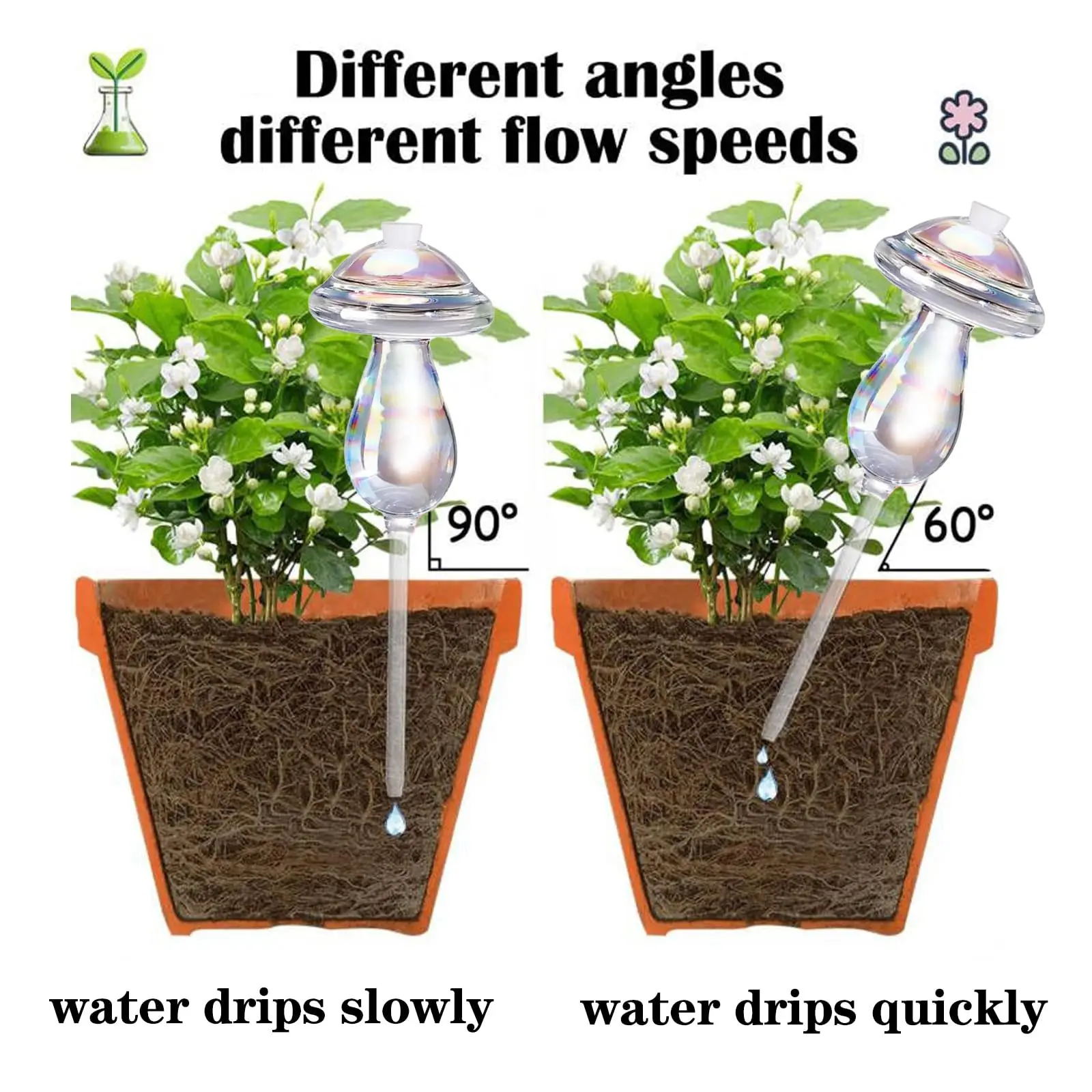 Extra große selbstbewässernde Pflanzenbirne, leichte Regenbogenglasbirne für drinnen und draußen, selbstbewässernde Pflanzentropfer