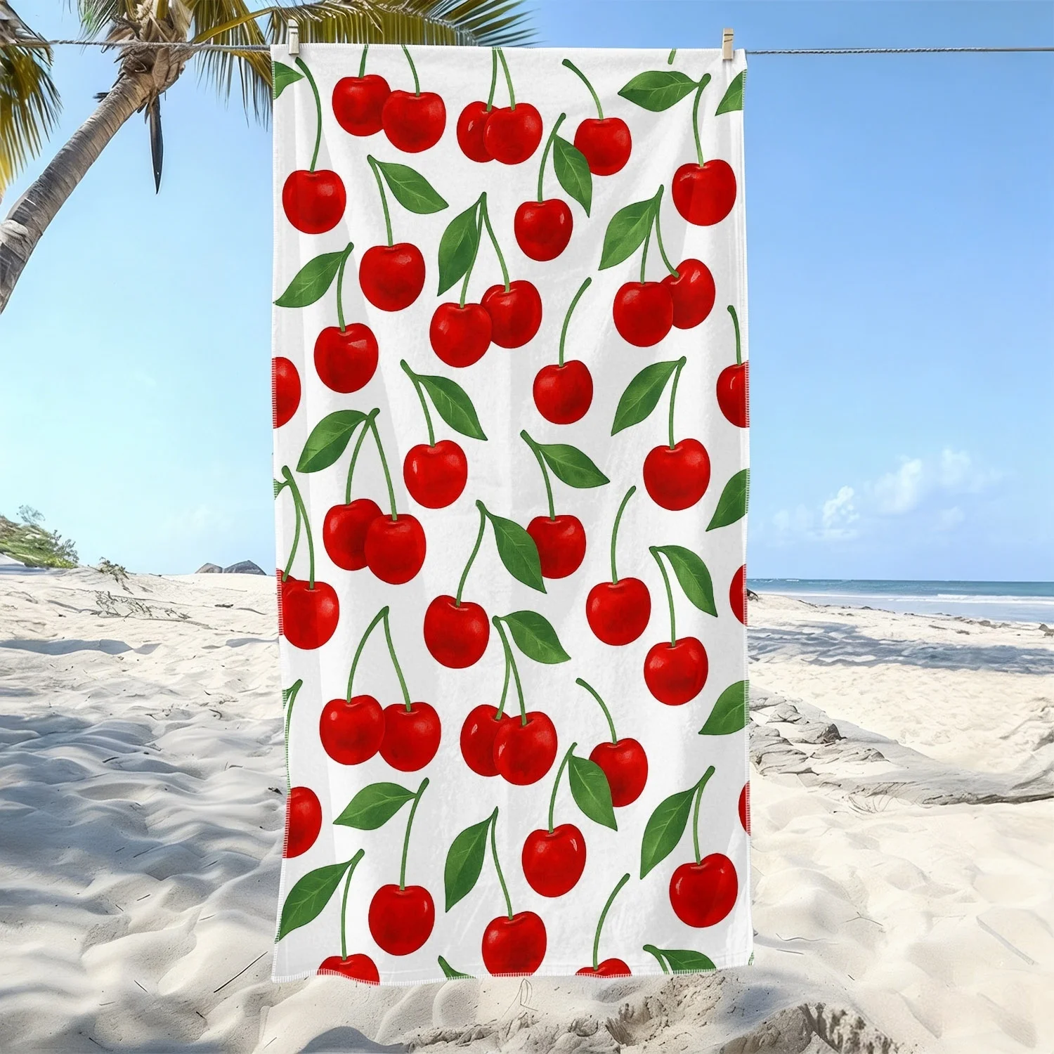 Sweet Summer Mat Playful Fruit Motif Vibrant Colors Non-Slip Texture Perfect For Sunbathing Or Seaside Vacation Use