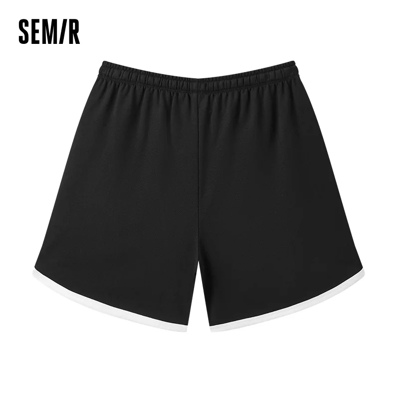 Semir Homewear Women Light Sporty Style Pure Cotton Shorts Summer Loose Sleep Pants Outerwear Narrow Waist Retro Color Block 3