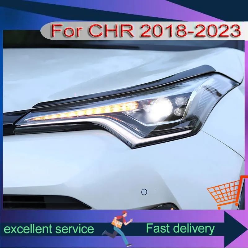 

Новый стиль, автоматическая фара для Toyota CHR 2018-2023, сборка, модифицированные передние лампы IZOR, обновление светодиодных DRL Streamer, указатели поворота