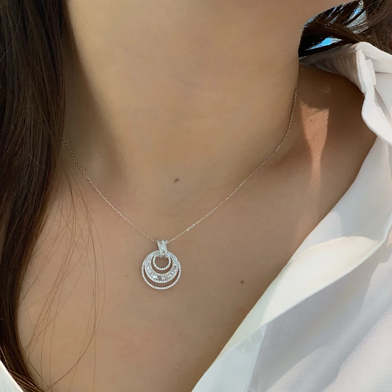 Aazuo 18K White Gold Yellow Gold Diamond Jewelry Set - Round Necklace Earrings For Women And Girls Perfect for Special Occasions view 6