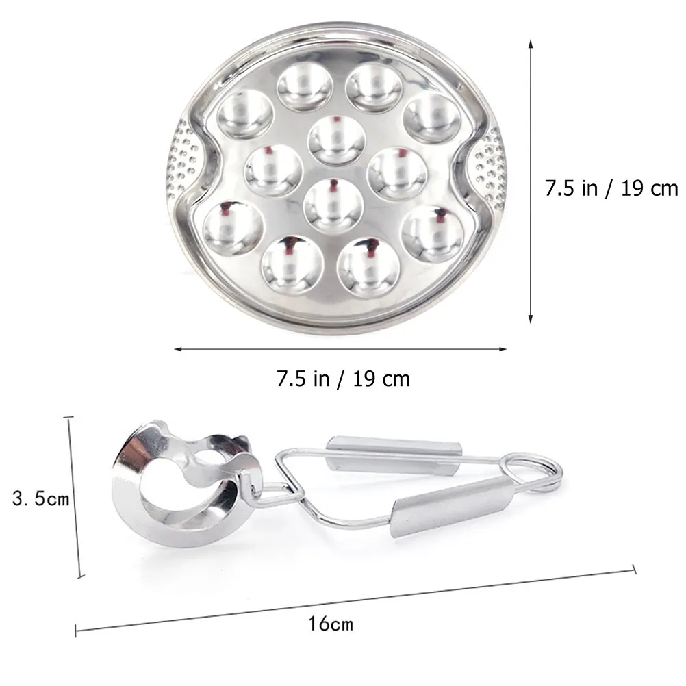 1Set Heavy Duty Stainless Steel Snail Dish Plate 12 Slots for Escargot Shellfish Sushi Eggs Oven Safe Dishwasher Friendly Bbq