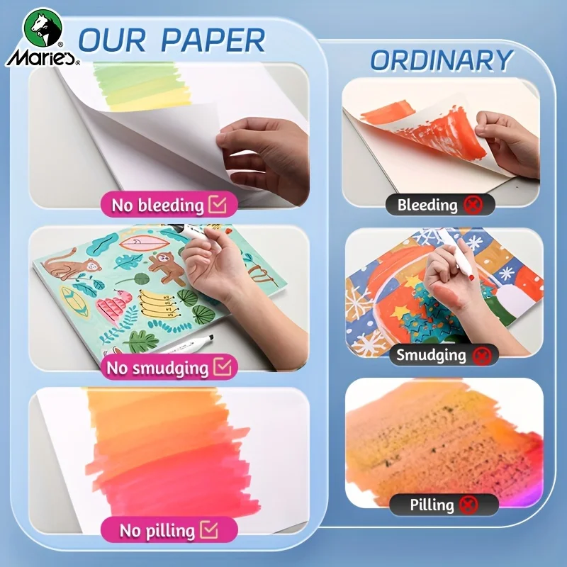25 fogli di carta per creatore A5/A4/A3 di Marie, carta per pittura, pennarello acrilico, scrittura, miscele da colorare, inchiostro, appunti, per artista