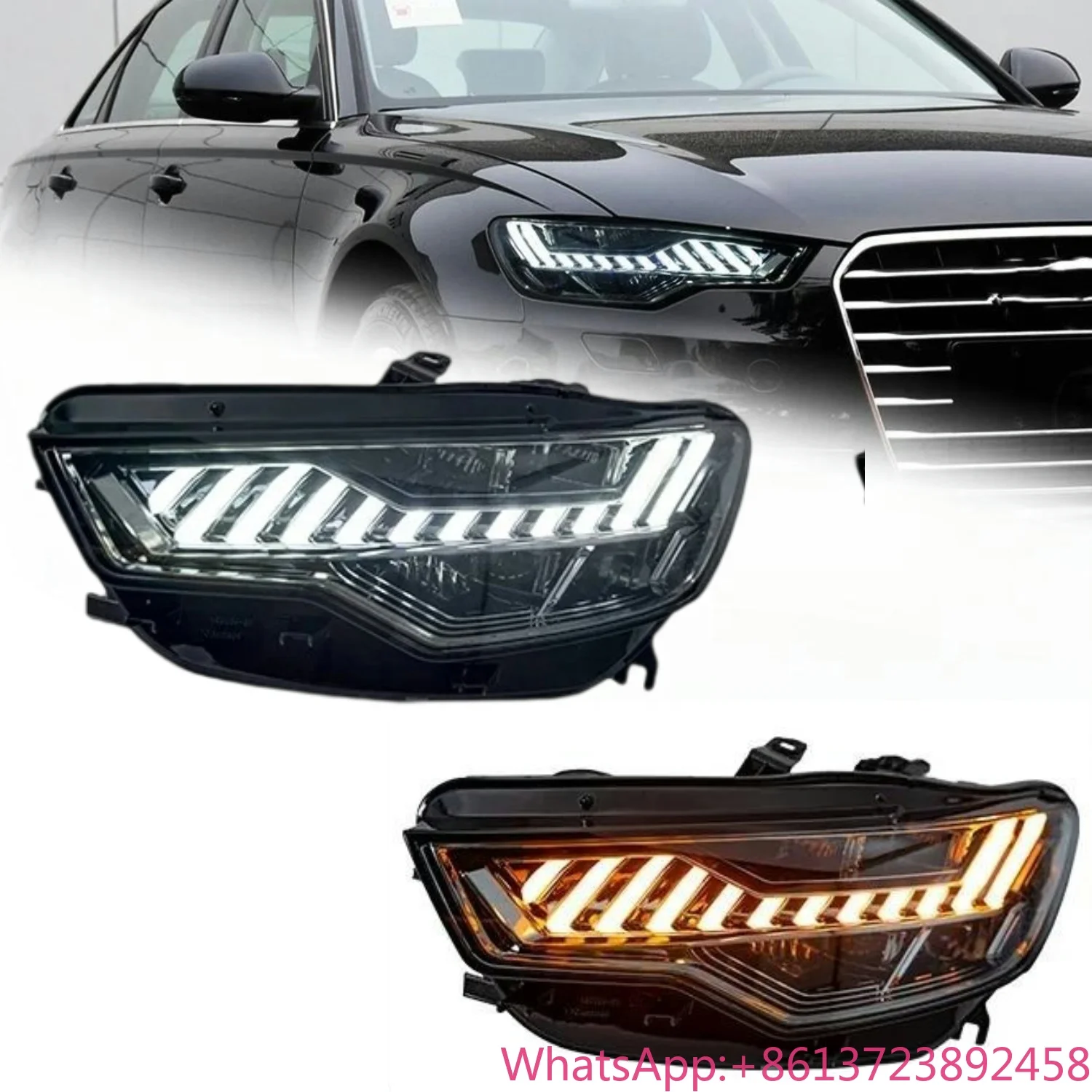 

A6 DRL LED Modified Headlamp 2012-2015 High Beam Turn Signal Headlight Head Lamp Upgrade to A7 Style Front Light for Audi