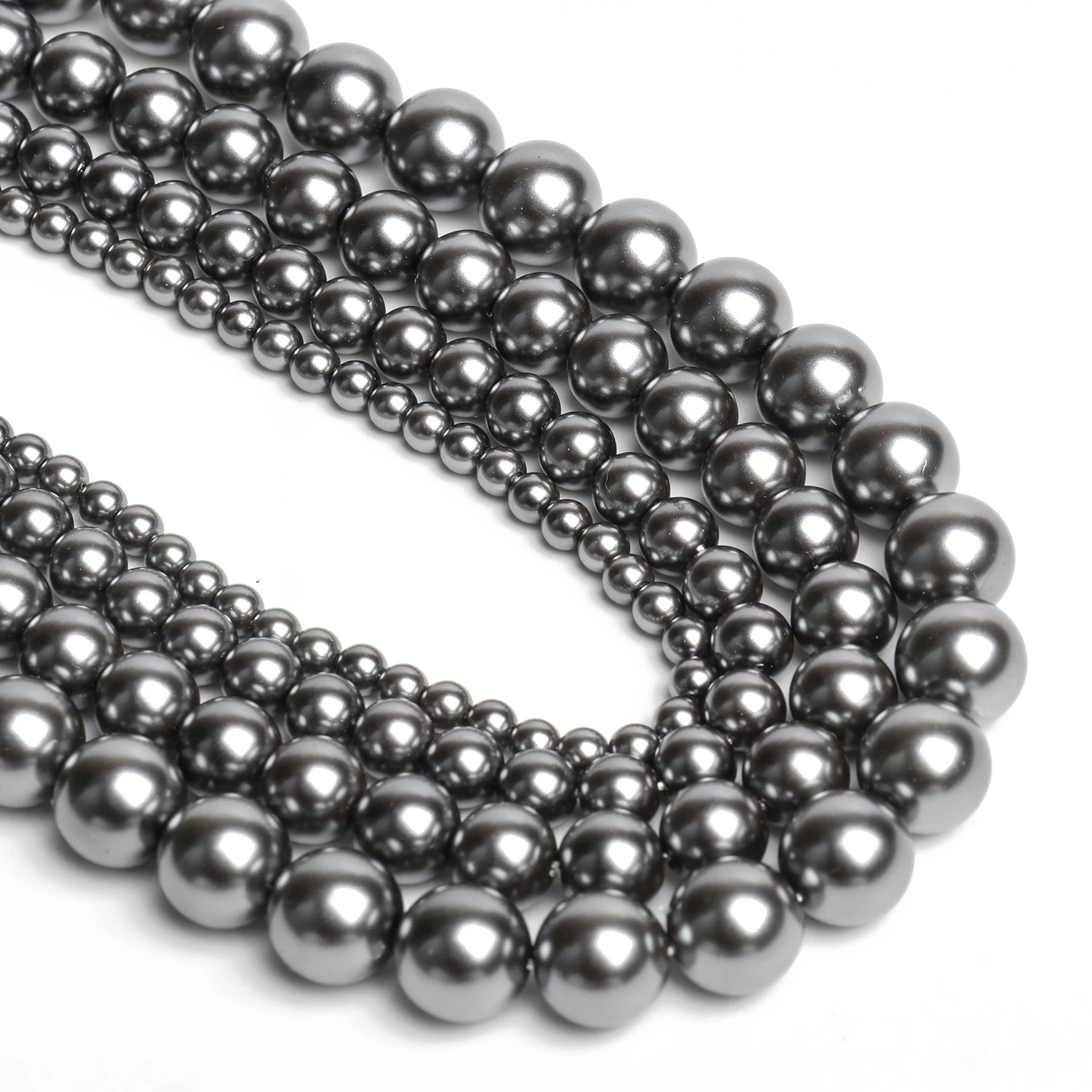 4/6/8/10mm Black Shell Pearls Natural Beads Smooth Round Loose Spacer Beads for Jewelry Making Supplies DIY Bracelet Accessories