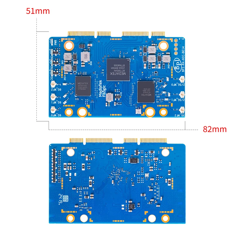 BPI-R4 BPI-R4-NIC-BE14 WiFi 7 Module with MediaTek MT7995AV 32-bit RISC-V MCU 2 PCIe 3.0 Interface for Banana Pi BPI-R4