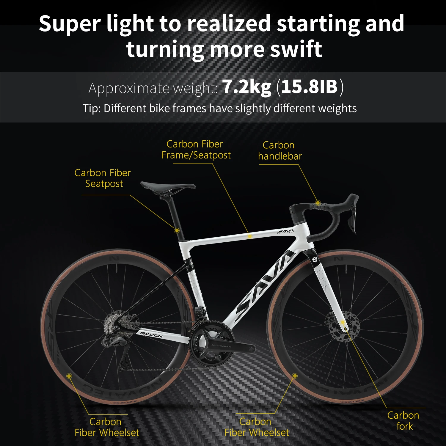 SAVA C7 Full Carbon Fiber Road Bike 24 Speed with SHIMAN0 ULTEGRA 8170  Hydraulic Disc Brakes Men's and Women's Race Bikes