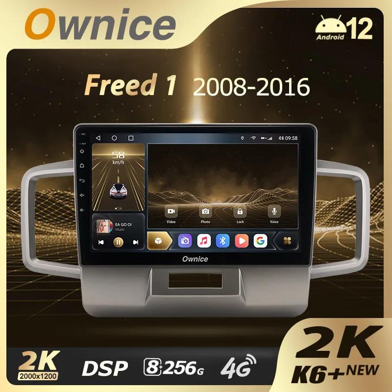 

Ownice K6+ 2K для Honda Freed 1 2008-2016 правосторонний автомобильный радиоприемник, мультимедийный видеоплеер, навигация, стерео GPS, Android 12