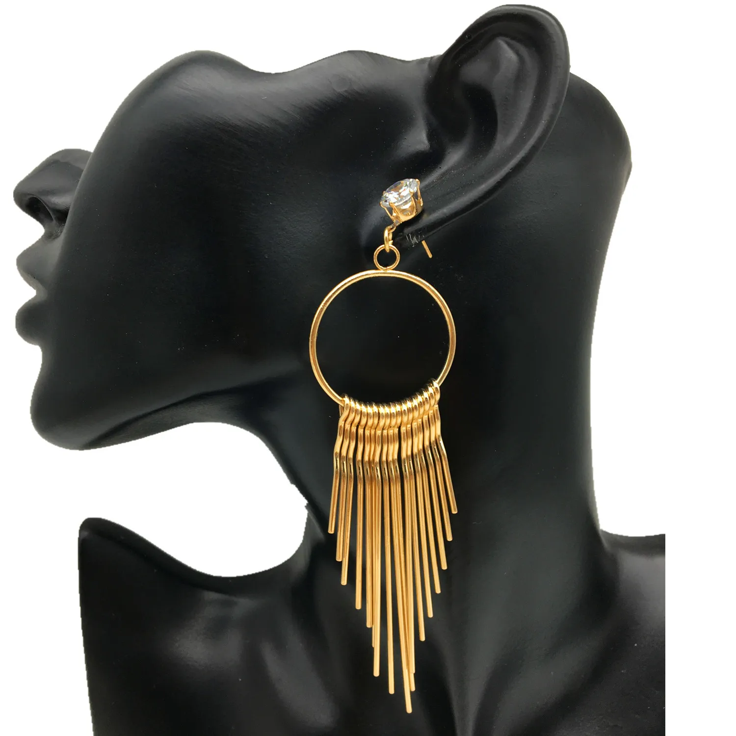 European and American fashion anti-allergic fringed earrings long diamond studs wholesale earrings women