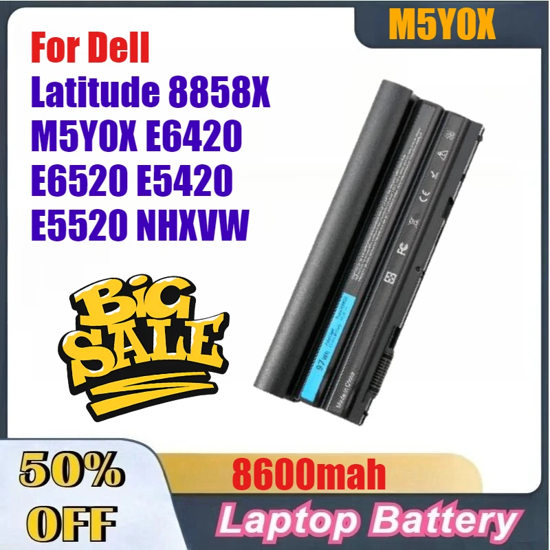 

8600mah High-Quality M5Y0X Laptop Battery for Dell Latitude 8858X M5Y0X E6420 E6520 E5420 E5520 NHXVW Fast Shipping