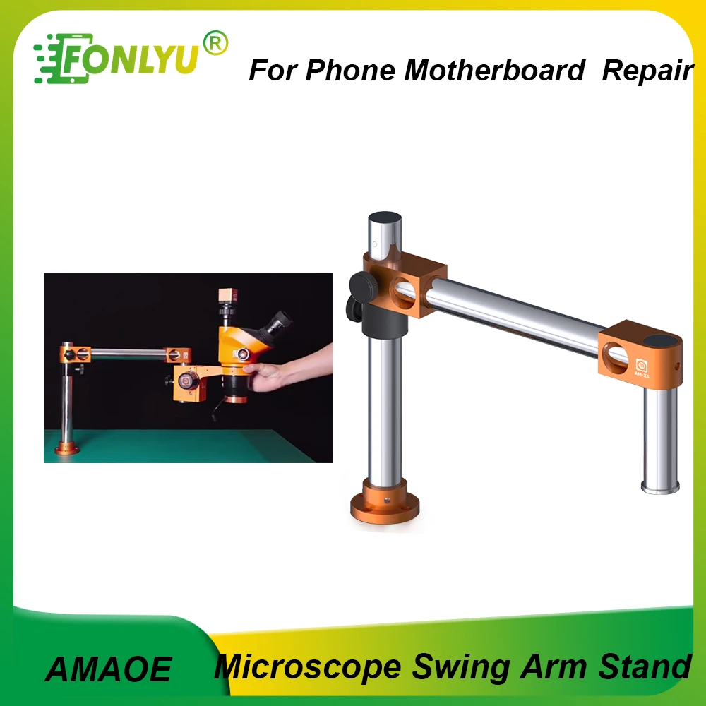 AMAOE 360° Rotatable Microscope Swing Arm Stand Height-Adjustable Vertical Pole Mobile Phone Motherboard PCB Solder Repair Tools