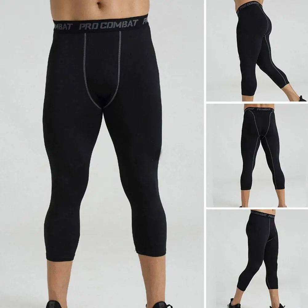 Men's Leggings Compression Pants Sports Leggings Basketball Quick Drying Tights Running Training Stretch Fitness Capri Pants