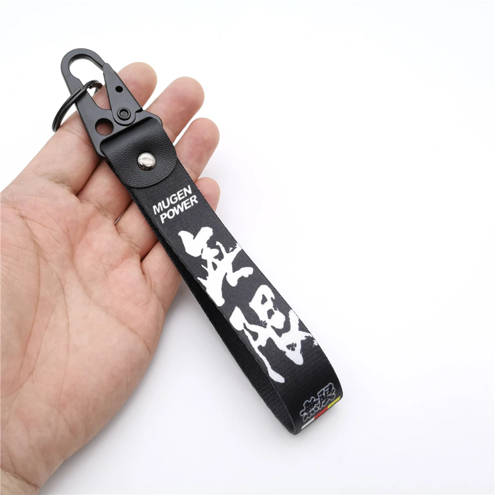 Car Keychain For Mugen Power Spring Clip Lanyard Racing Modified Nylon Keyrings JDM Style Key Chain Auto Key Pendant Accessories