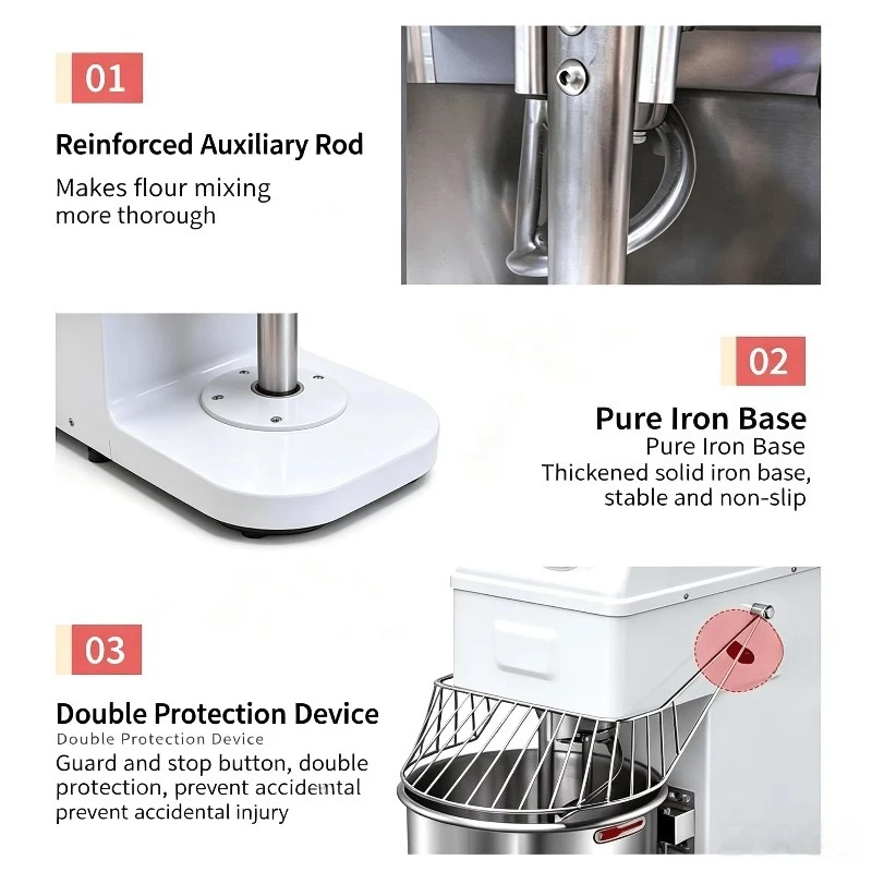 Industrial Dough Mixer Heavy Duty Commercial Spiral Dough Kneading Machine CE Approved for Bakery Shop Use