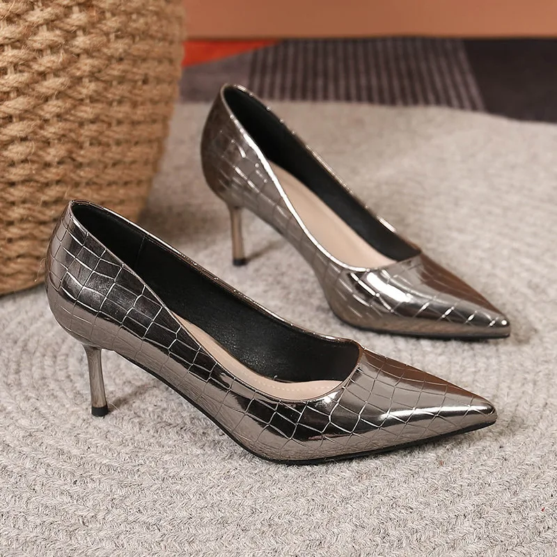 High Quality Women Shoes Patent Leather Pointed Toe Sexy High Heel Shoes Women's Heeled Party Office Wedding Women Single Shoes