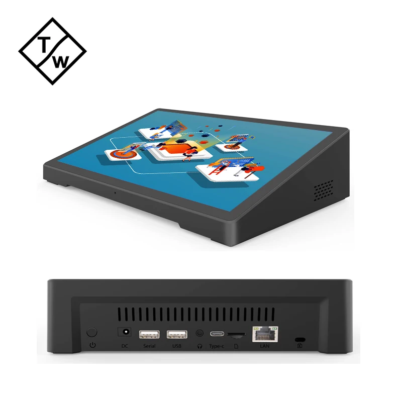 10.1 Inch All-in-One Desktop Android PC LED Touch Screen 16GB ROM WiFi USB Interface Waterproof Camera Features Business Use