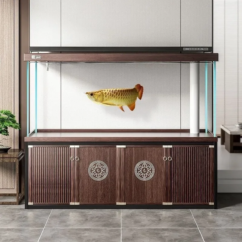 Large Ultra White Glass Aquarium for Living Room Medium Size Fish Tank with Double Bottom Filter System for Arowana No Water