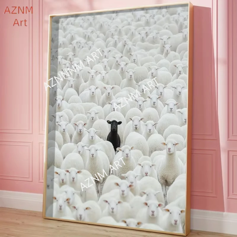 1 STÜCK Art Deco Klassischer Retro-Stil, rahmenloser Wandbehang-Dekordruck, bemaltes Kunstwerk, Zuhause 1 Stück schwarzes Schaf-Leinwandposter,