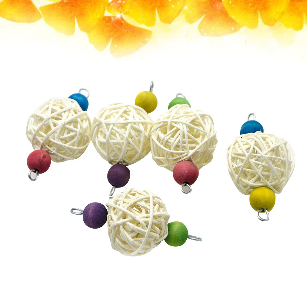 10 Pcs Parrot Adventure Toy Bite Sepak Takraw Exercise Rattan Ball Toys Bird Log