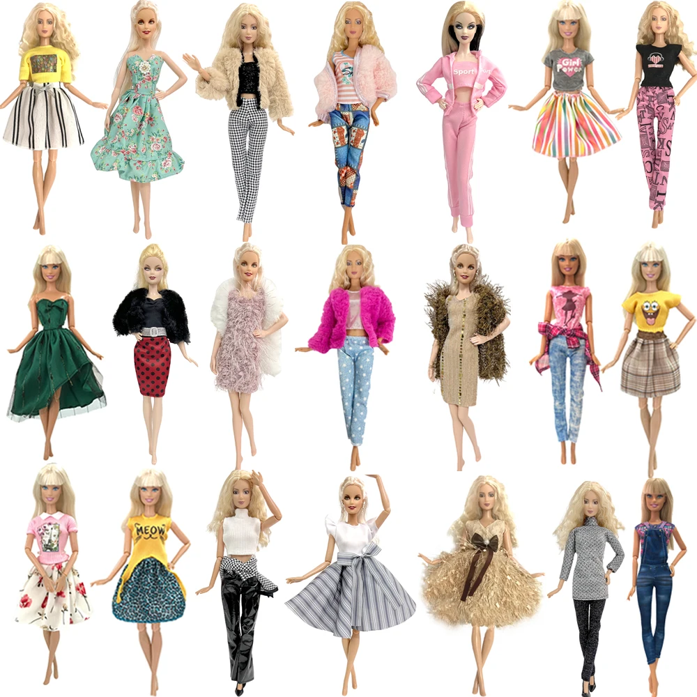 5 Pcs/Set Fashion Skirt for Barbie Clothes  Daily Wear Outfits Vest Shirt Pants Casual Dress Dollhouse 1/6 Doll Accessories JJ