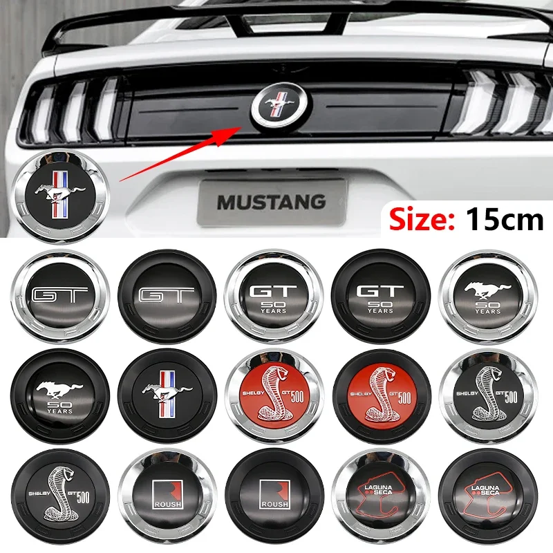 Emblema Redondo de 15CM para Maletero de Coche, Adhesivo con Logotipo GT para Ford Mustang 5.0 ROUSH SHELBY GT 500 Cobra LAGUNA, Forma de Cobra