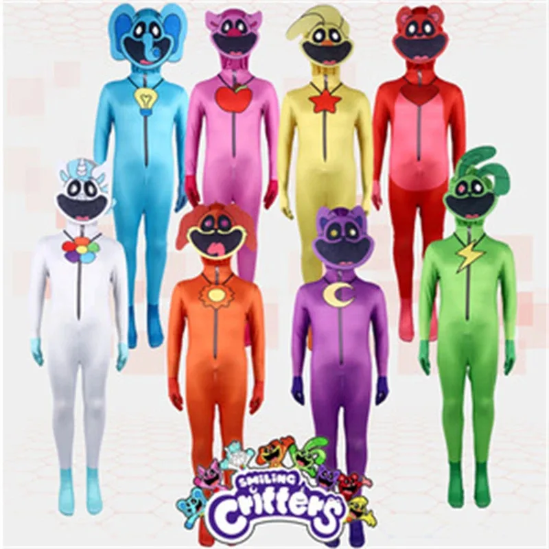 Kostum Anak-anak Cosplay Poppy Critters Tersenyum Bodysuit Halloween Biru Bodysuit Pesta Pertunjukan Liburan Permainan Anak-anak