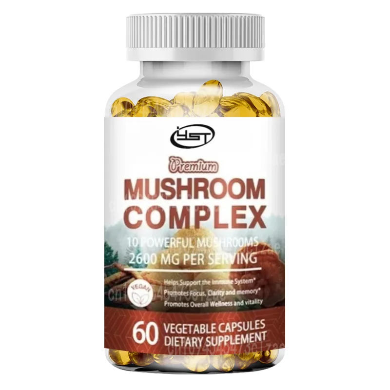 Mushroom Complex Capsules - with Lions Mane, Chaga, Reishi Nootropic Brain Supplement for Memory and , Enhance Energy