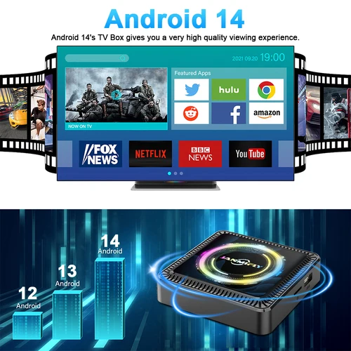 Imagen 2 del producto Caliente nuevo Q7S Smart TV Box 4G + 128GB ROM Android14 Allwinner H313 WiFi 6 Bluetooth 5,2 Streaming reproductor multimedia Set Top Box