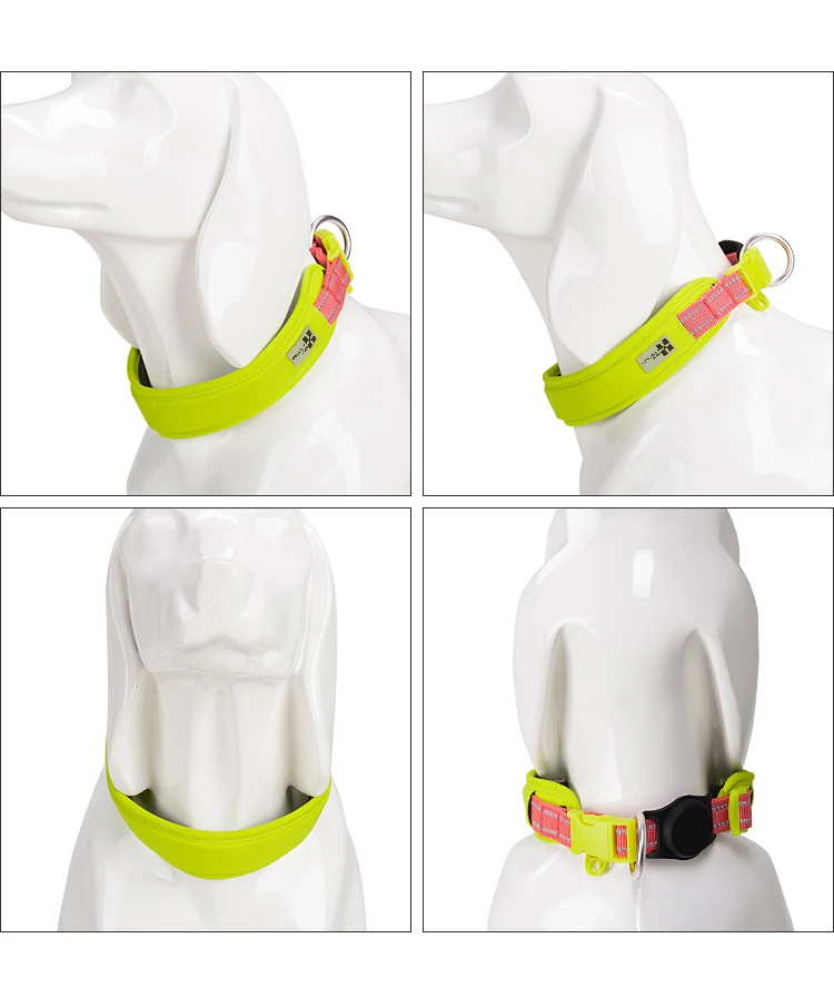 Personalized AirTag Dog Collar Adjustable Nylon Reflective Padded Pet Dog Collar for Small Medium Large Dog Accessories