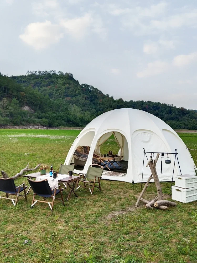 Custom 4m 5m 6m Outdoor Spherical Dome Tent Double Layer Oxford Fabric Waterproof Tent Multi-Window Ventilation Camping Tent