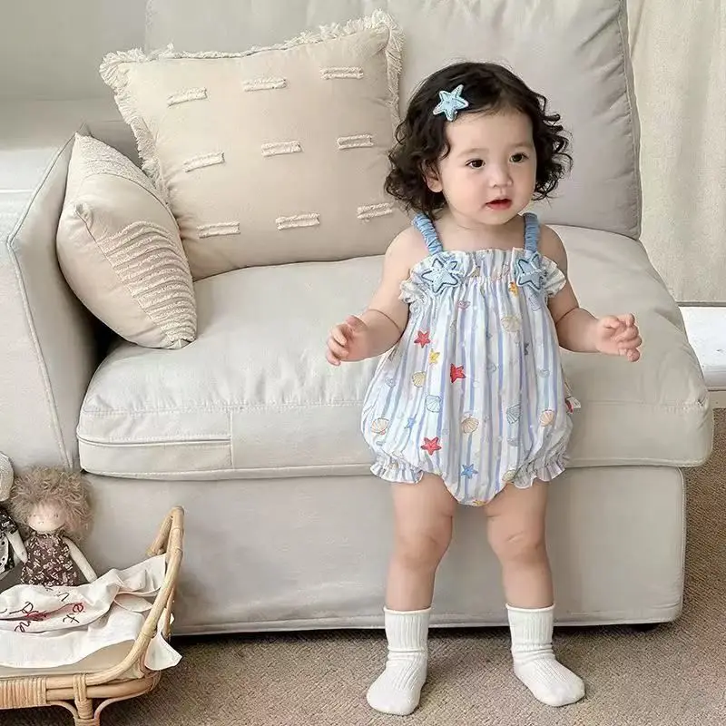 Summer Sweet Baby Outerwear Strap Rompers Girls Baby Sleeveless Bag Butt Clothes Cute Summer Rompers