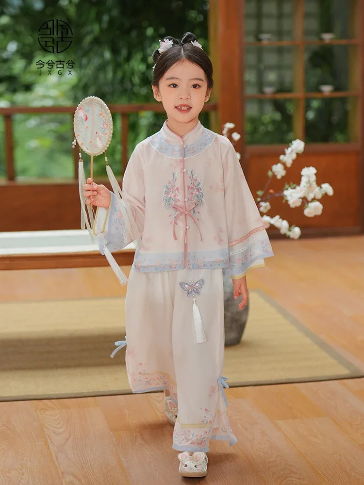 Hanfu طفل فتاة نمط صيني بدلة ، نمط تانغ ، العتيقة ، جديد ، الخريف ،