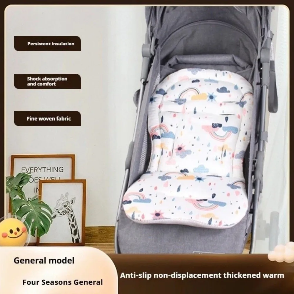 Breathable Baby Stroller Cushion Pad Soft Cotton Thicken Pram Car Seat Mat Cute Pattern Car Seat Insert Newborn Support