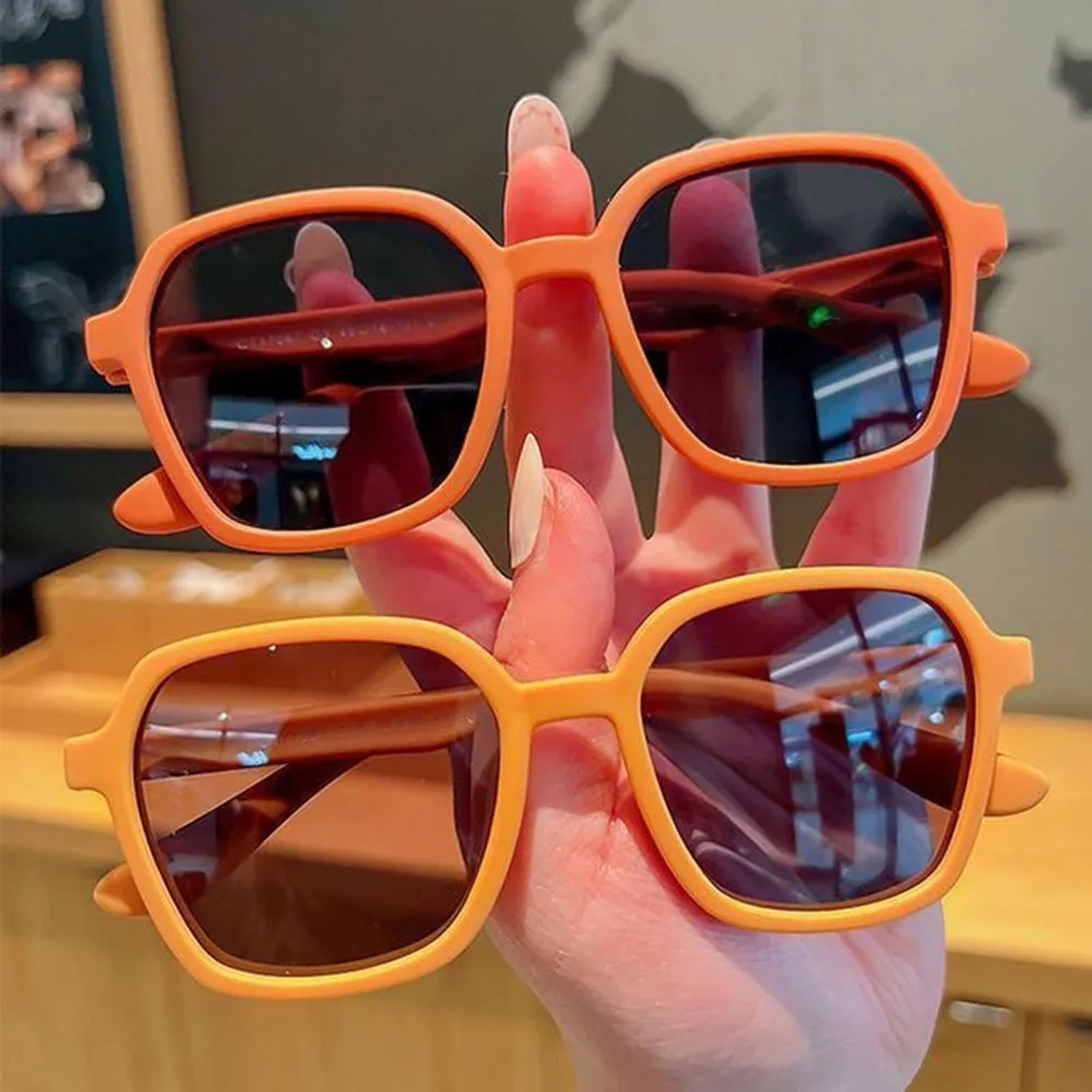 Retro Square Sunglasses for Children UV400 Protection Large Frame Sun Glasses For Boys Girls Outdoor Daily Wear Eyeglasses