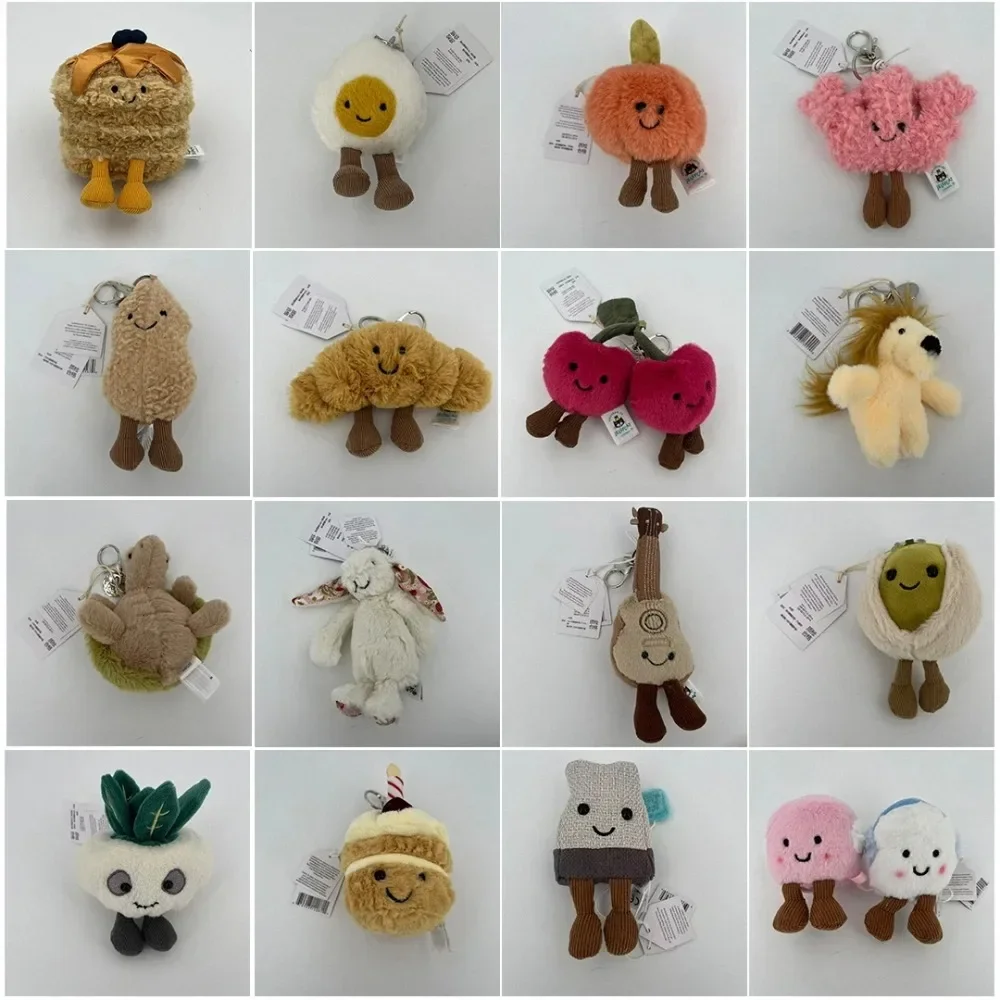 Marshmallow Keychain Tea Bag Watermelon, Croissant, Cotton Candy, Cake, Peanut Cherry Pendant Croissant Keychains Birthday Gifts