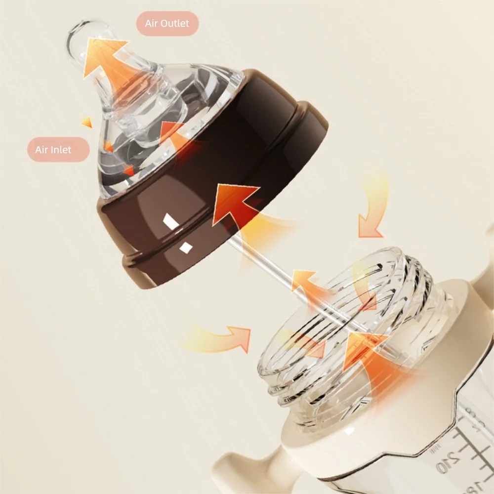 180ML/240ML Baby Bottle Portable Anti Bloating Water Cup with Handle Anti Falling Silicone Straw Bottle Baby Feeding Supply view 4