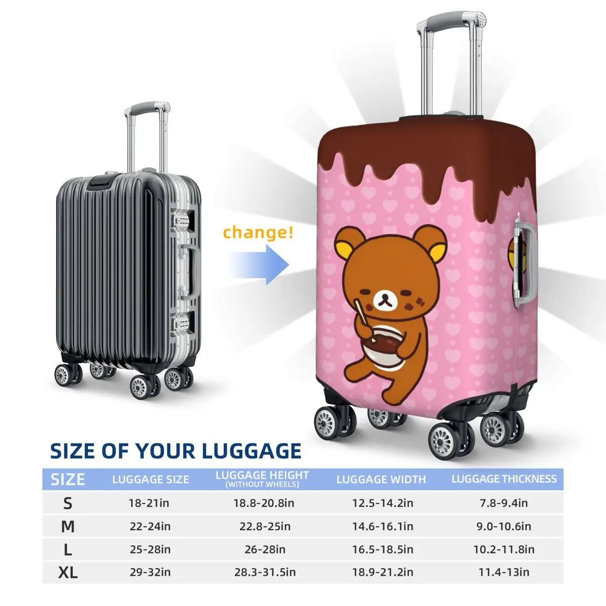Rilakkuma الكرتون غطاء حقيبة عطلة الدب الحيوان حقيبة أمتعة عملية حماية السفر