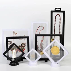 5/10pcs 3D Floating Picture Frame Shadow Box Jewelry Display Stand Ring Pendant Holder Protect Jewellery Stone Presentation Case