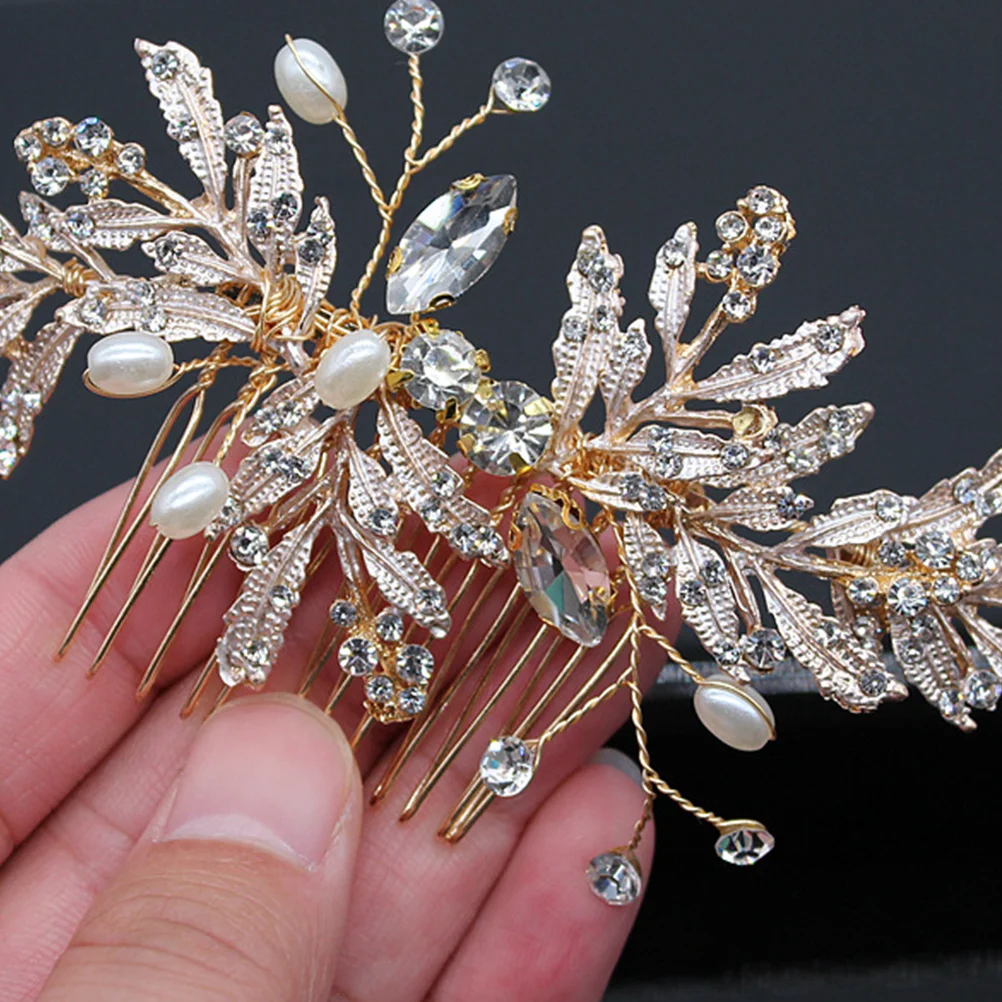 

Расческа для волос с инкрустацией жемчугом, золотая декоративная расческа для женщин, свадебная вечеринка, выпускной вечер, головной убор со стразами, аксессуары для волос