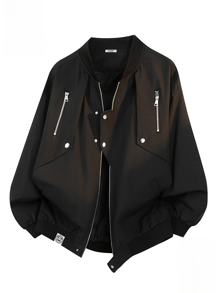 

PaulFrank Men's Pilot Jaet Casual Baseball Collar Zipper Design Autumn Winter Bla Loose Fit Polyester Fiber Youth Faion