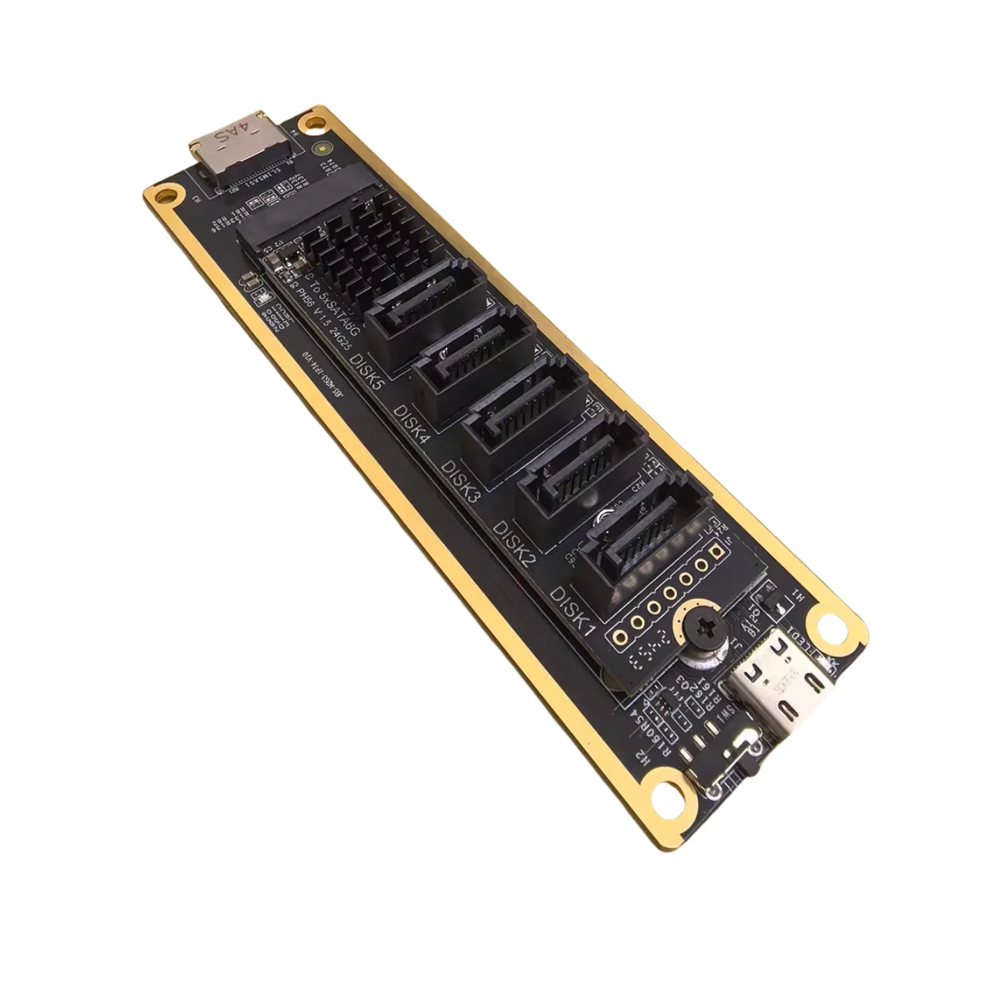 Для Thunderbolt USB4 к 5 портов SATA3 JMB585 Плата расширения Дисковый массив Адаптерная плата PCIe к SATA, каждый канал 6 Гбит/с Высокая скорость