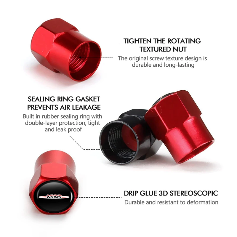 For MINI Car Tire Valve Stems Cap Knurling Style Tire Valve Cap Cooper S R50 R52 R53 R55 R56 F54 F55 F56 F60