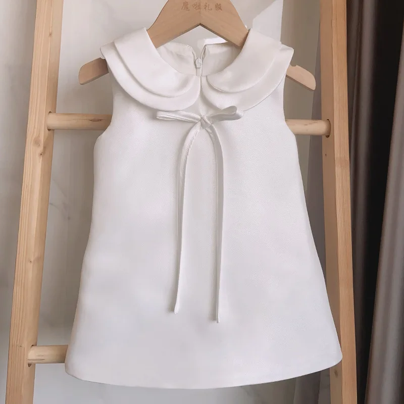 Princess Satin V Neck Long Sleeve Flower Girl Dress Children First Communion Dress Ball Gown Wedding Party Dress Birthday Show